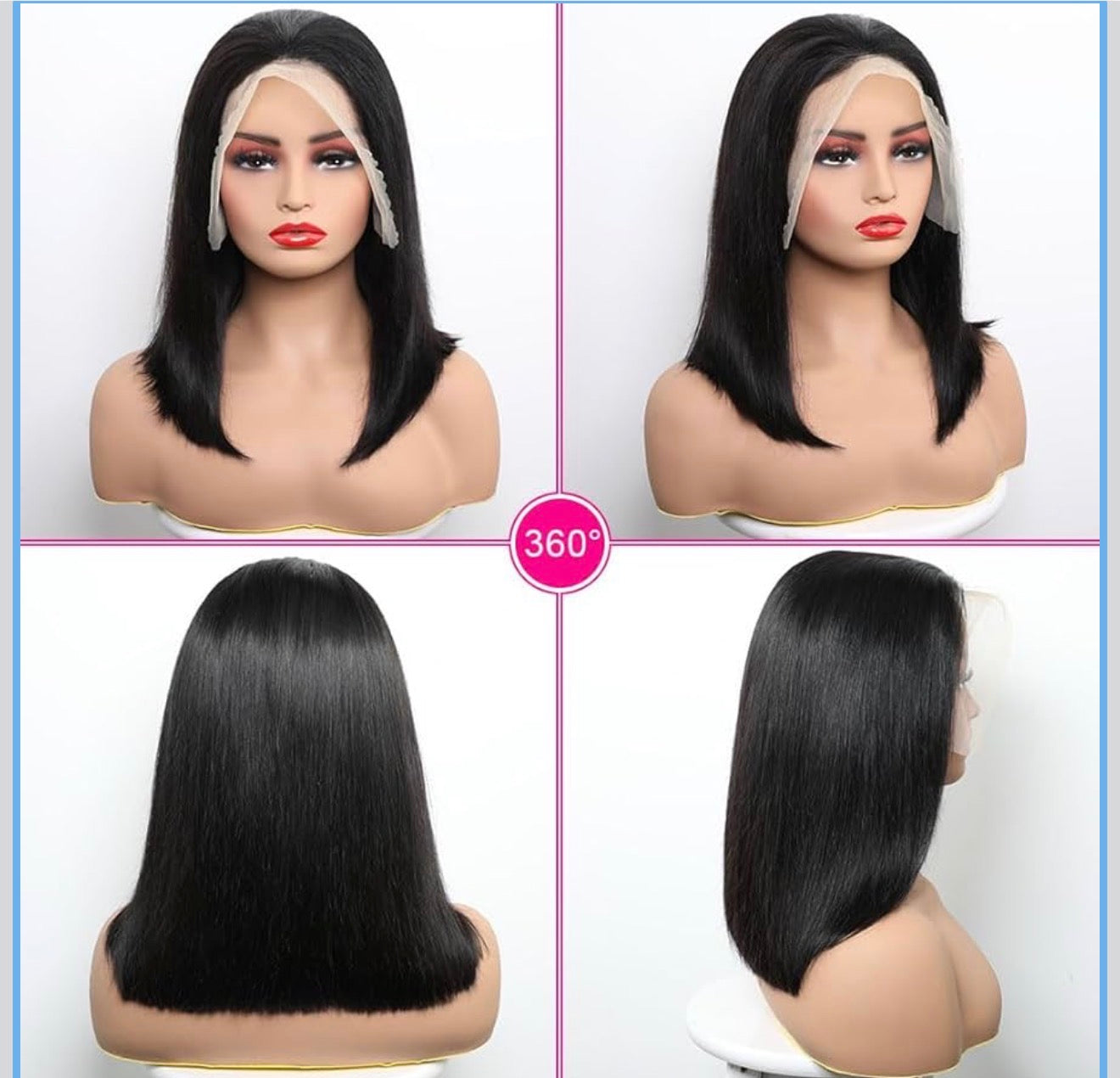 13*4 lace front 180% density 
Colored Straight bob