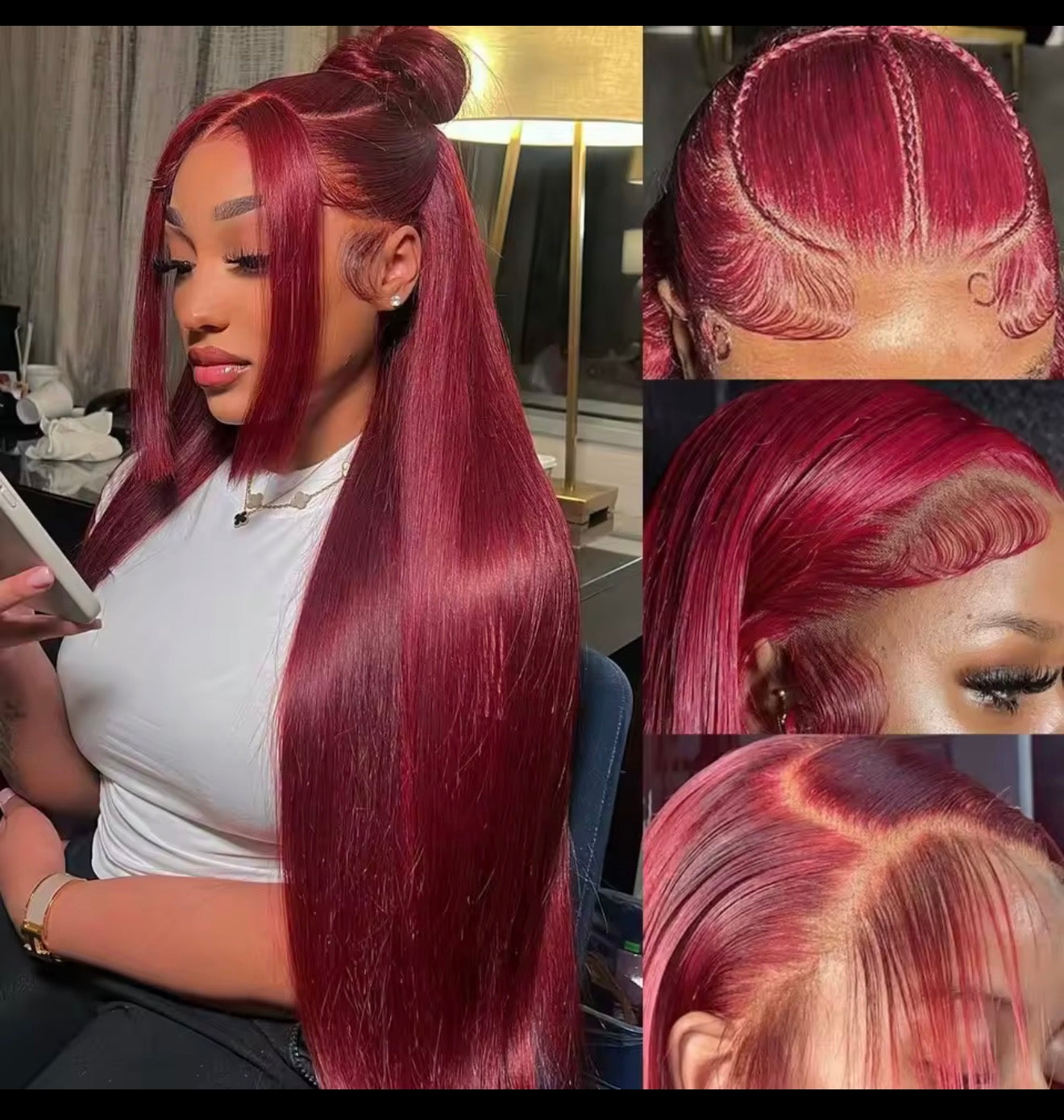 13x4 Lace Frontal Wig – Deep 99J Straight Human Hair