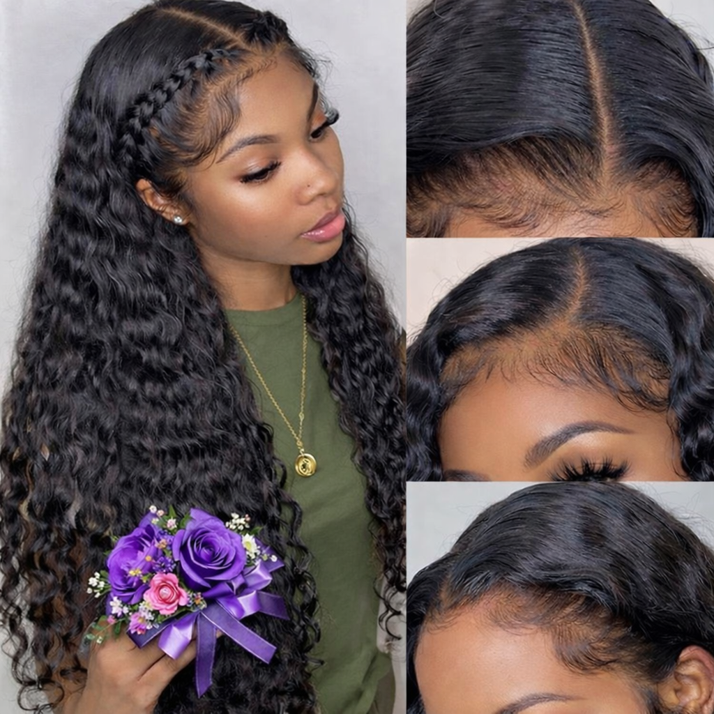 13x4 lace wig 210%density, natural color, deep curly