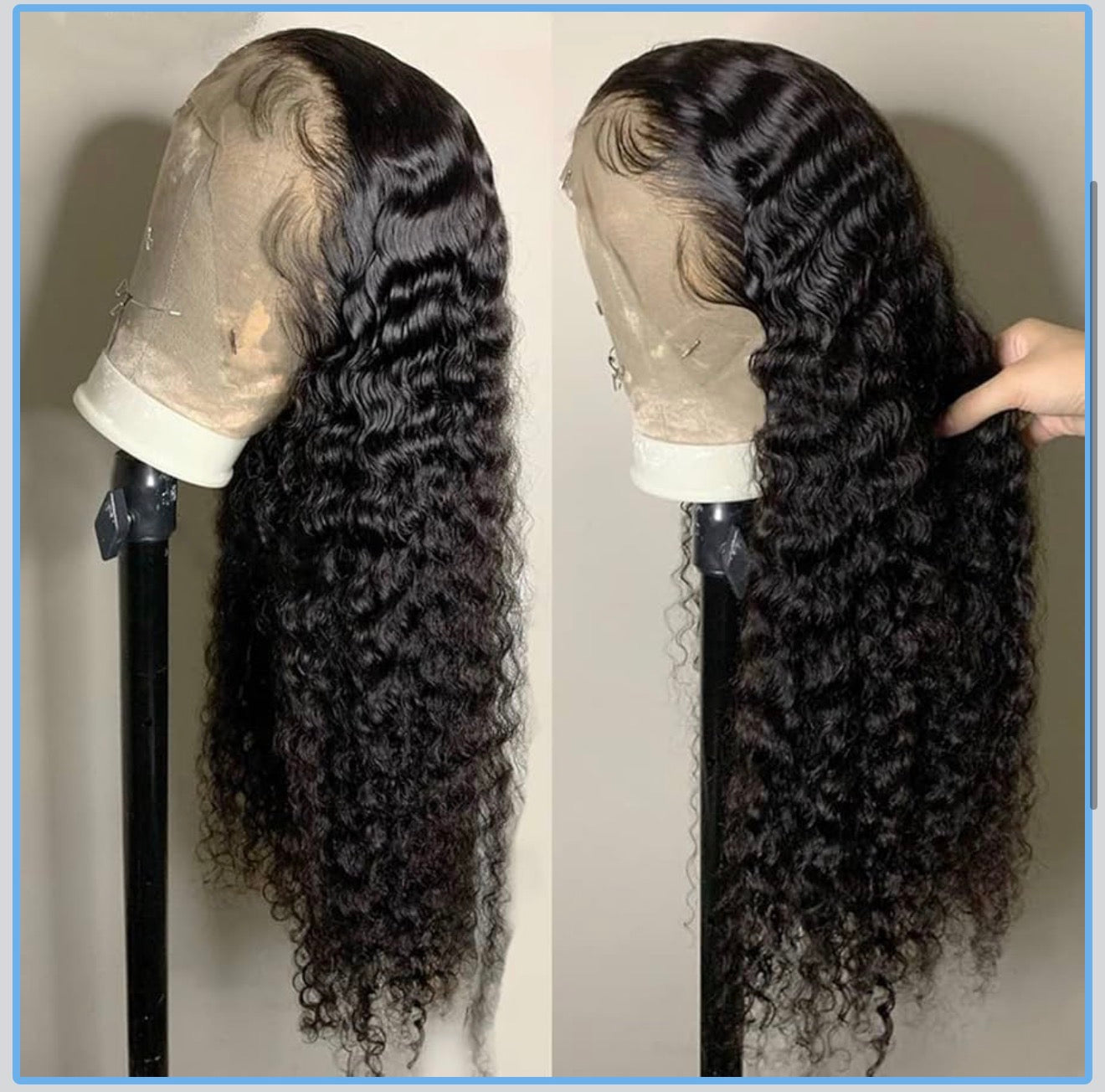 13x4 lace wig 210%density, natural color, deep curly